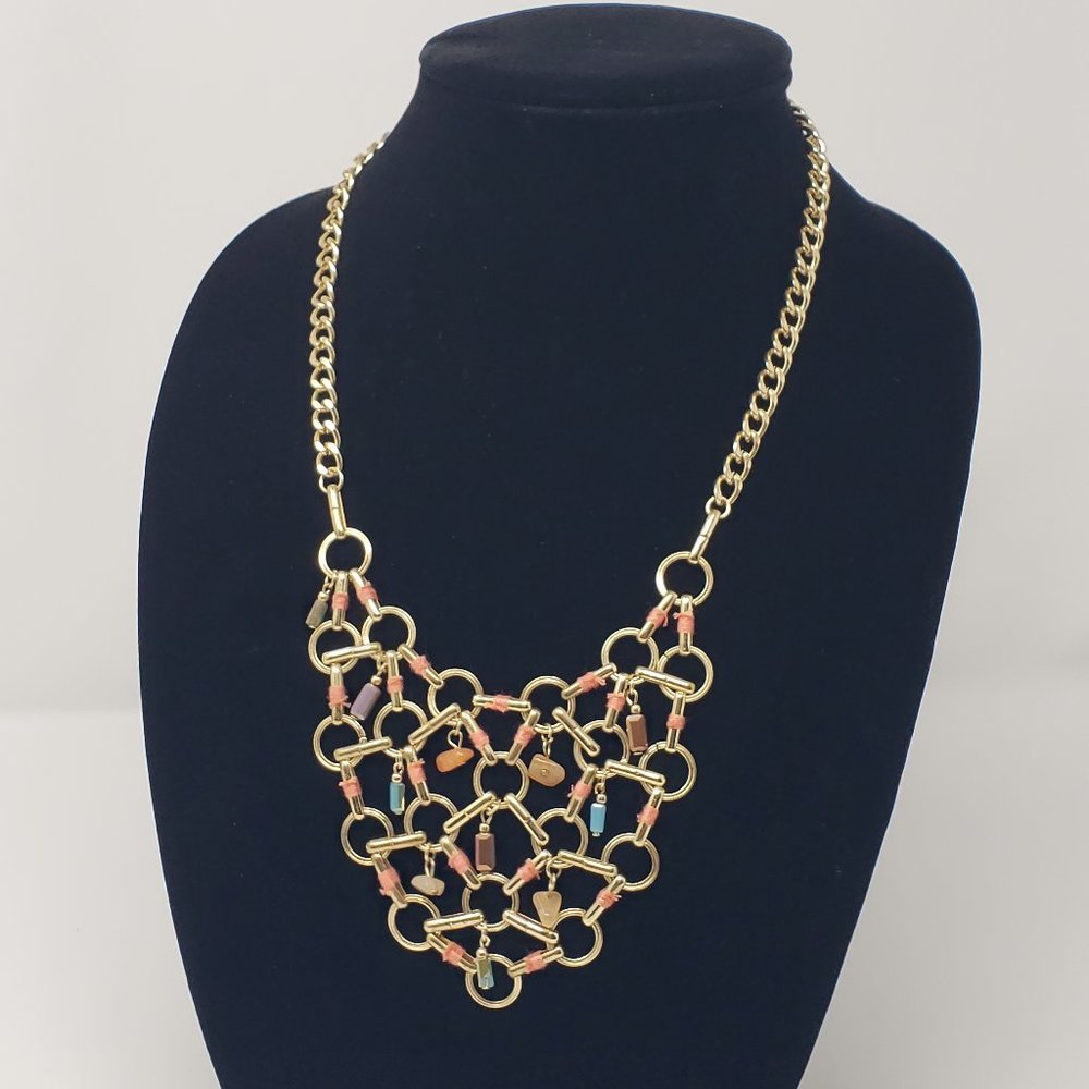 Carol Dauplaise Gold Tone Chainmail Necklace New